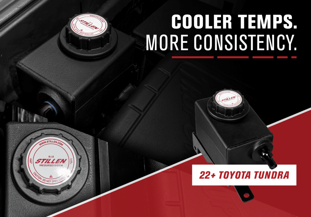 Toyota Tundra 3.4L twin-turbo cooling upgrade reservoir relocation kit by STILLEN